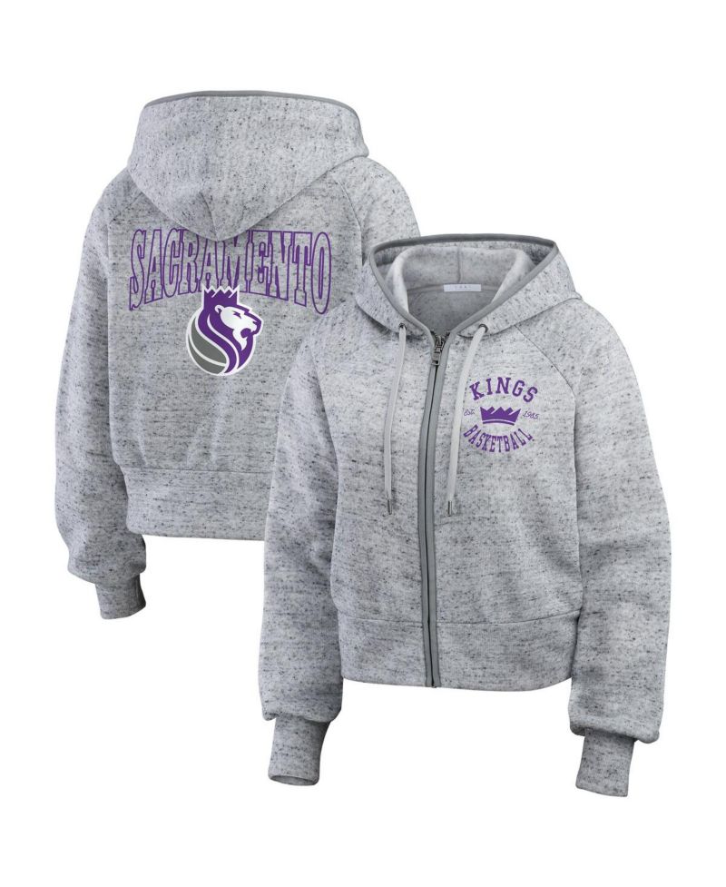 Women's Heather Gray Sacramento Kings Speckled Radiator Full-Zip Hoodie