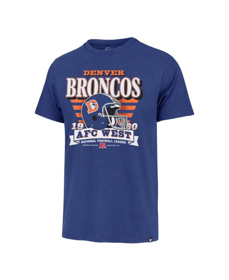 Men's Royal Denver Broncos Stripe Splash Franklin Throwback T-Shirt