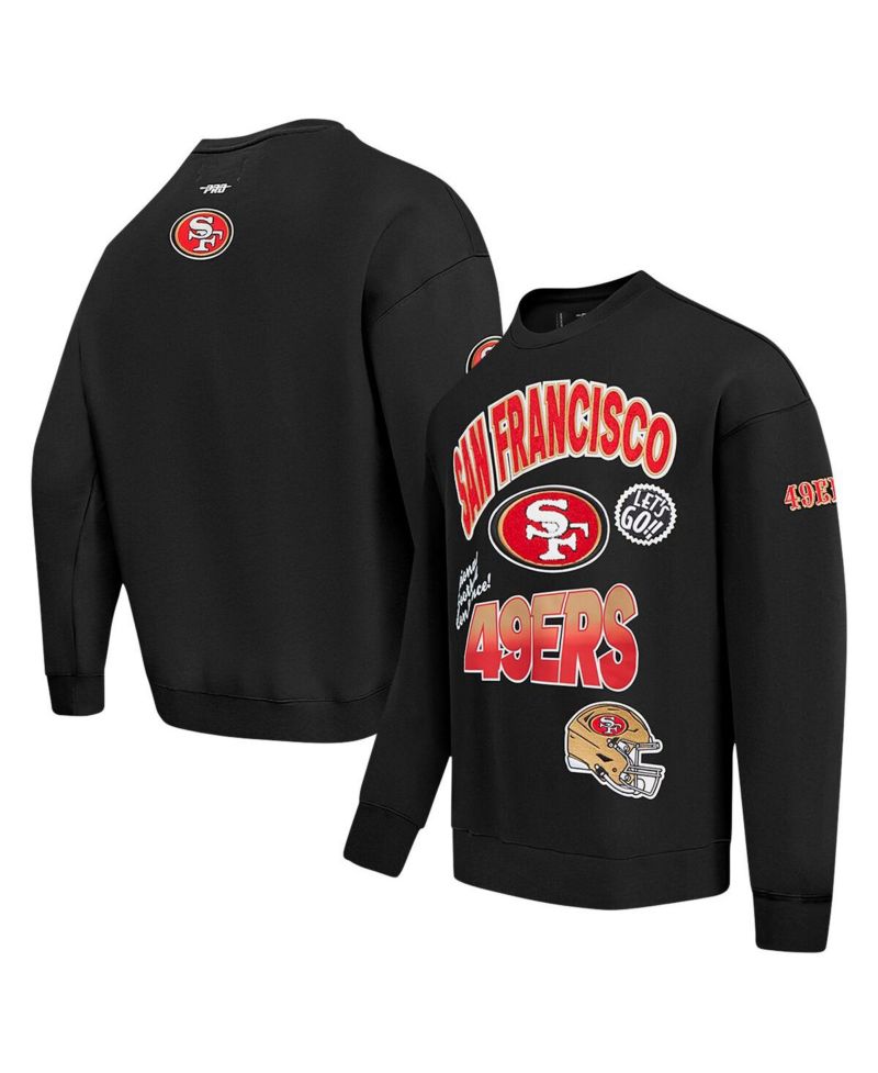 Men's Black San Francisco 49ers Turn It Up Drop Shoulder Pullover Sweatshirt