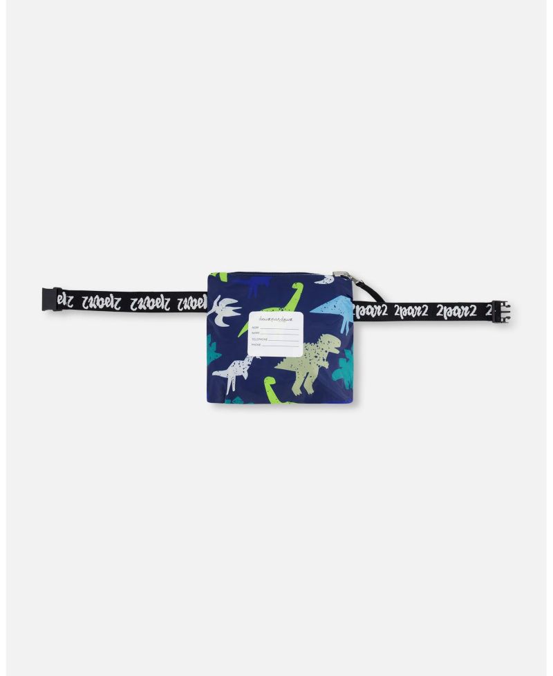 Boys Packable Windbreaker in Polyester Dinosaur Print