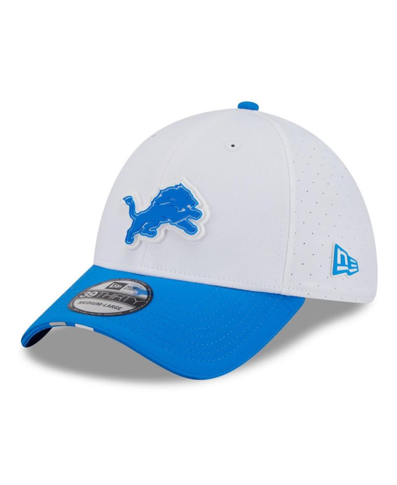 Men's White/Blue Detroit Lions 2025 NFL Training Camp 39THIRTY Flex Hat