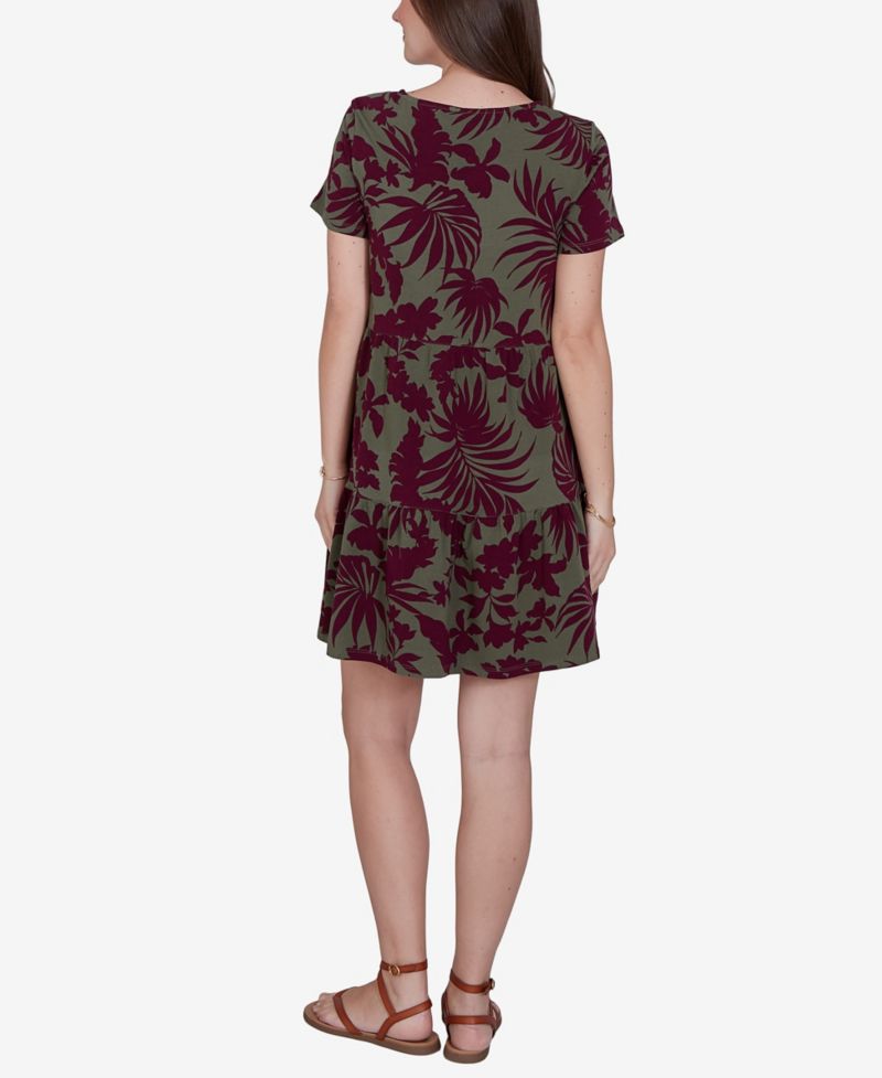 Petite Tropical Print Stretch Pocket Dress