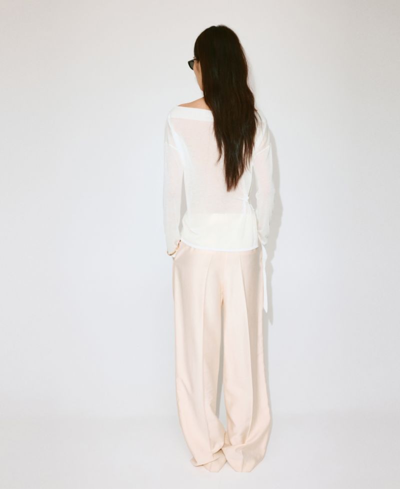 Women's Fine-Knit Bow Boat-Neck Long-Sleeve Sweater