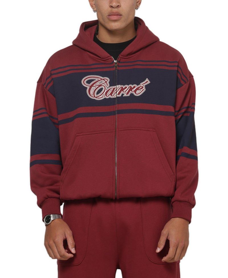 Men's Varsity Stripe Oversized Full Zip Hoodie