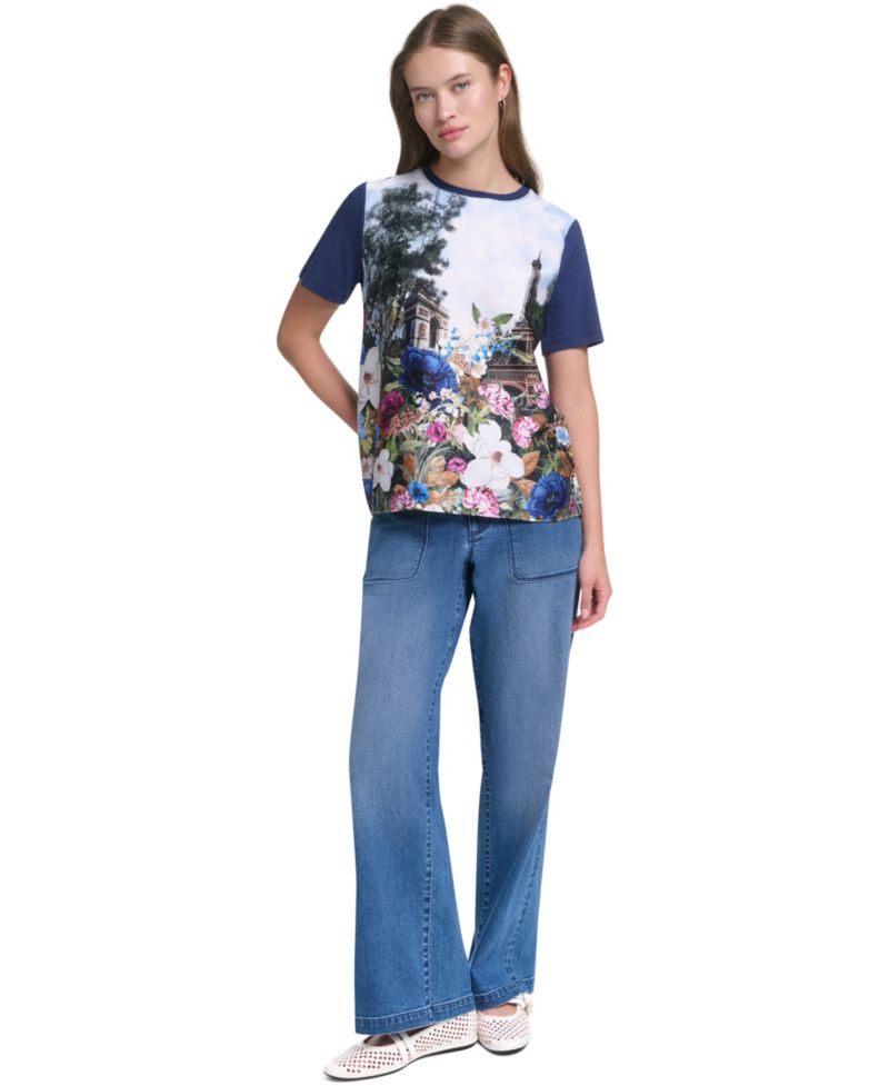 Women's Tie-Front Graphic Top