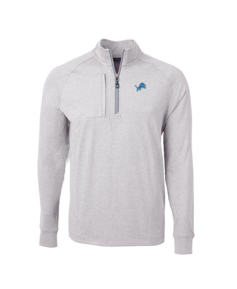 Men's Heather Gray Detroit Lions Big & Tall Adapt Eco Knit Quarter-Zip Pullover Sweatshirt