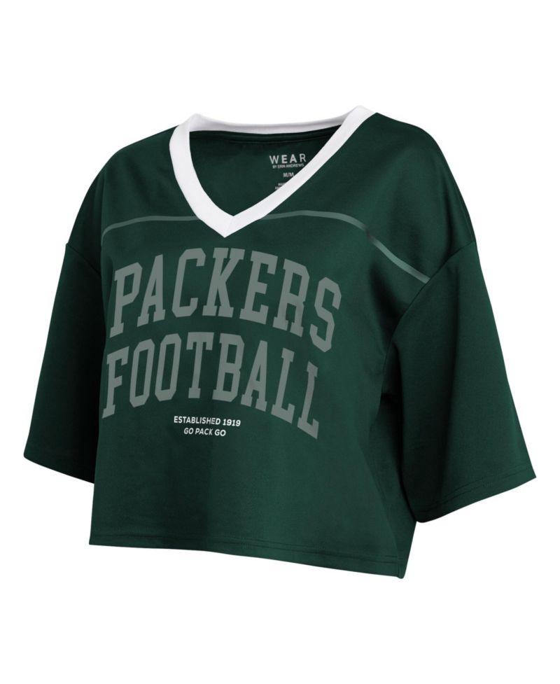Women's Green Bay Packers Cropped V-Neck Jersey T-Shirt