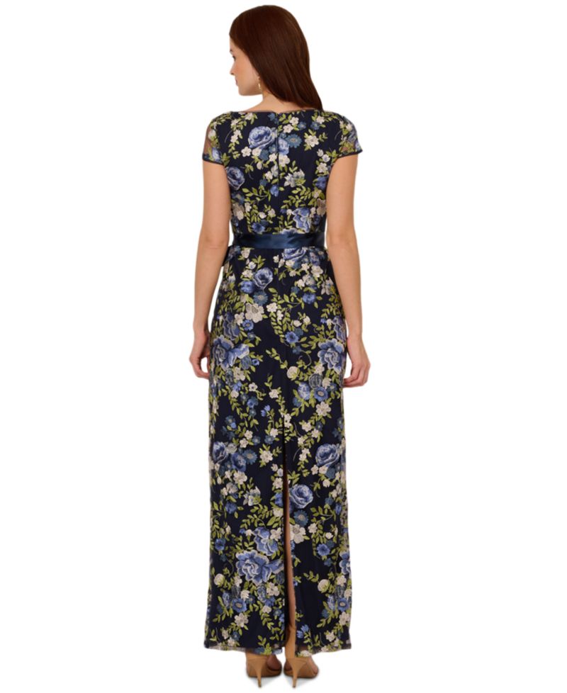 Women's Cascading Floral Sheath Gown