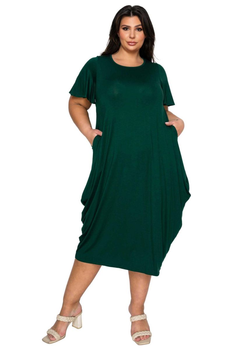 Plus Size Liz Flutter Sleeve Pocket Dress