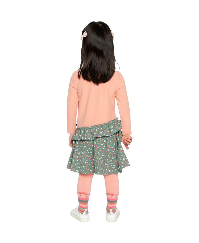 12M–24M Baby Girl Bi-Material Floral Print Dress
