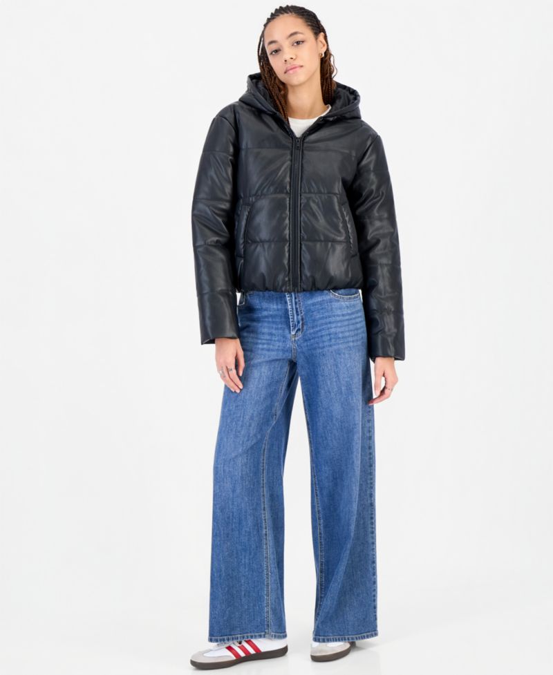 Juniors' Hooded Puffer Insulated Jacket