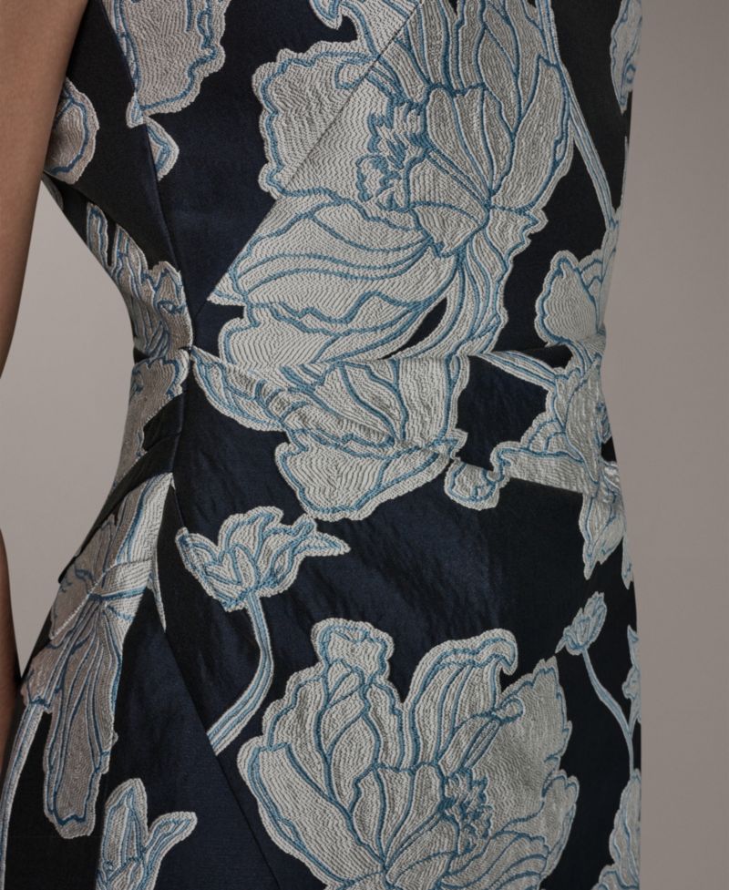 Women's Halter Jacquard Sheath Floral Sleeveless Midi Dress