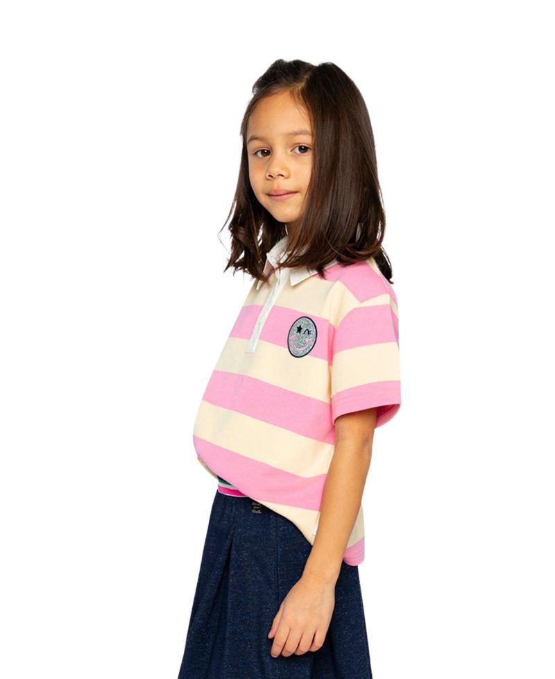 Little and Big Girl 6 - 14 Polo Top Stripes