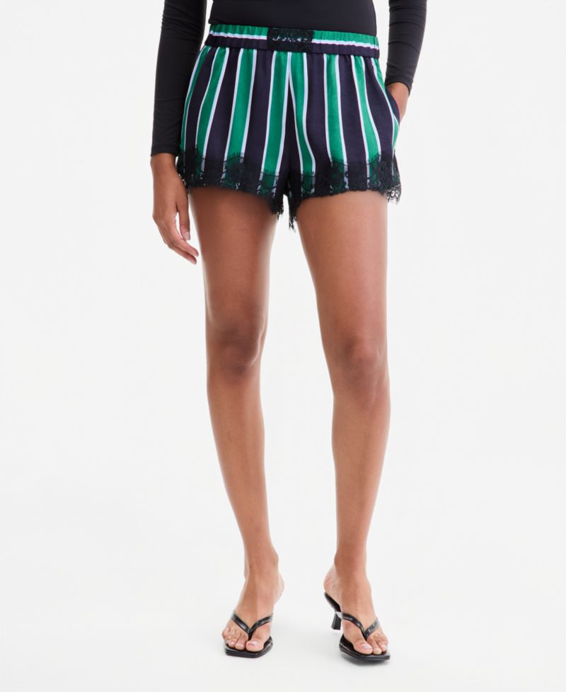 Women's Lace-Trim Satin Shorts