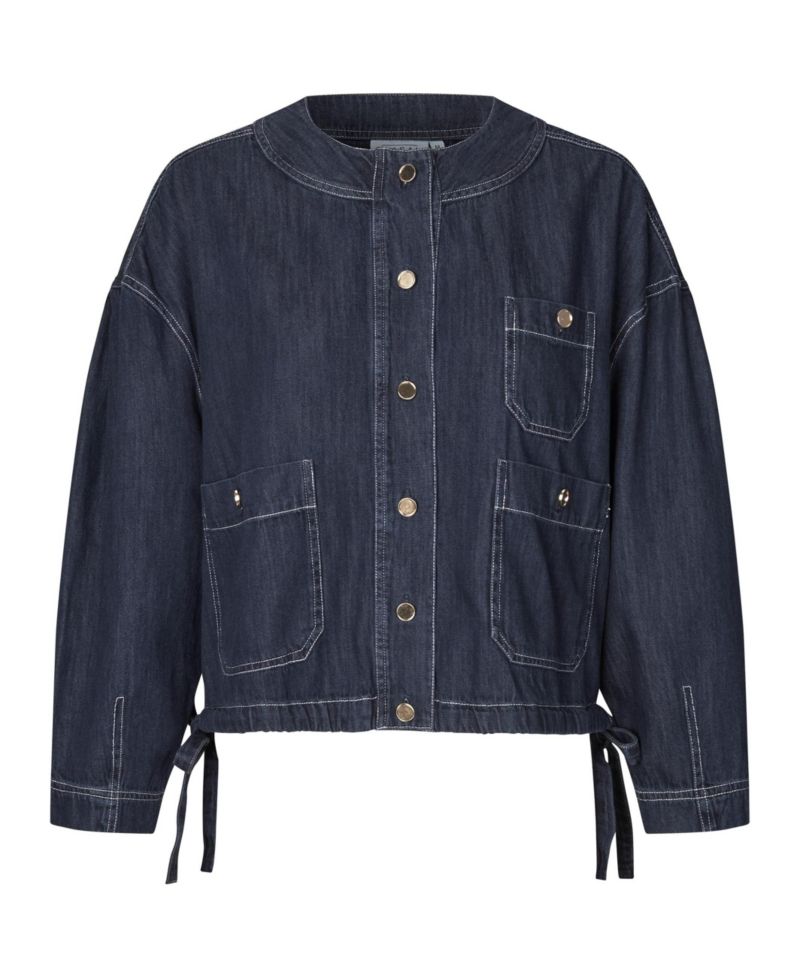 Women's Cropped-Denim Button-Front Jacket