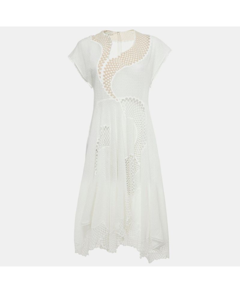 Women's White Lace Asymmetric Dress