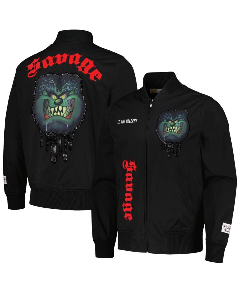 Men's Black Looney Tunes Taz Halloween Twill Full-Zip Jacket
