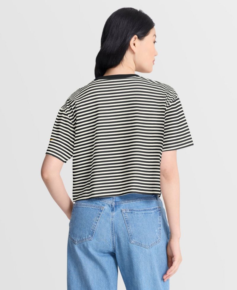 Women's Pittsburgh Steelers Striped Cropped T-Shirt