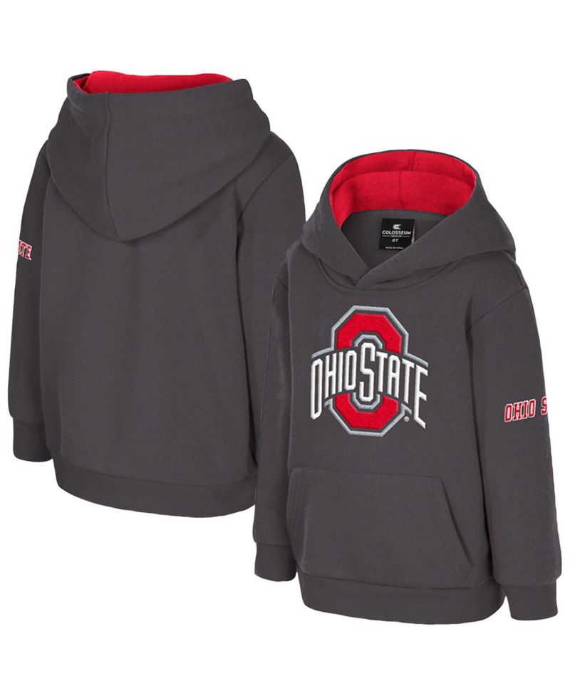 Toddler Charcoal Ohio State Buckeyes Big Logo Volume Fleece Pullover Hoodie
