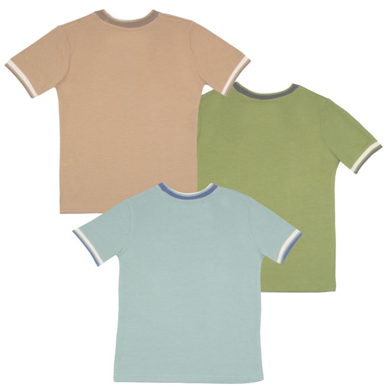 Boys 3 Piece Crewneck Ringer Stylish T-Shirt Set