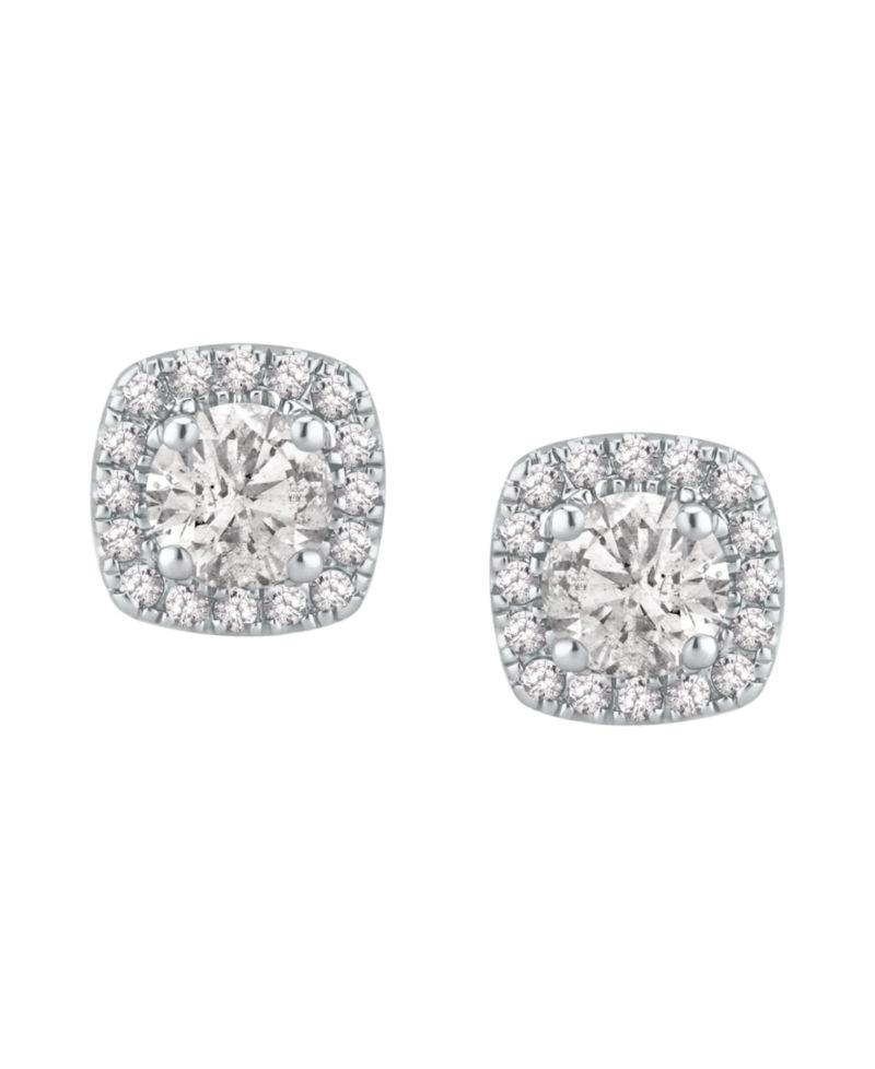 Diamond Halo Stud Earrings (1 ct. t.w.) in 14k White Gold