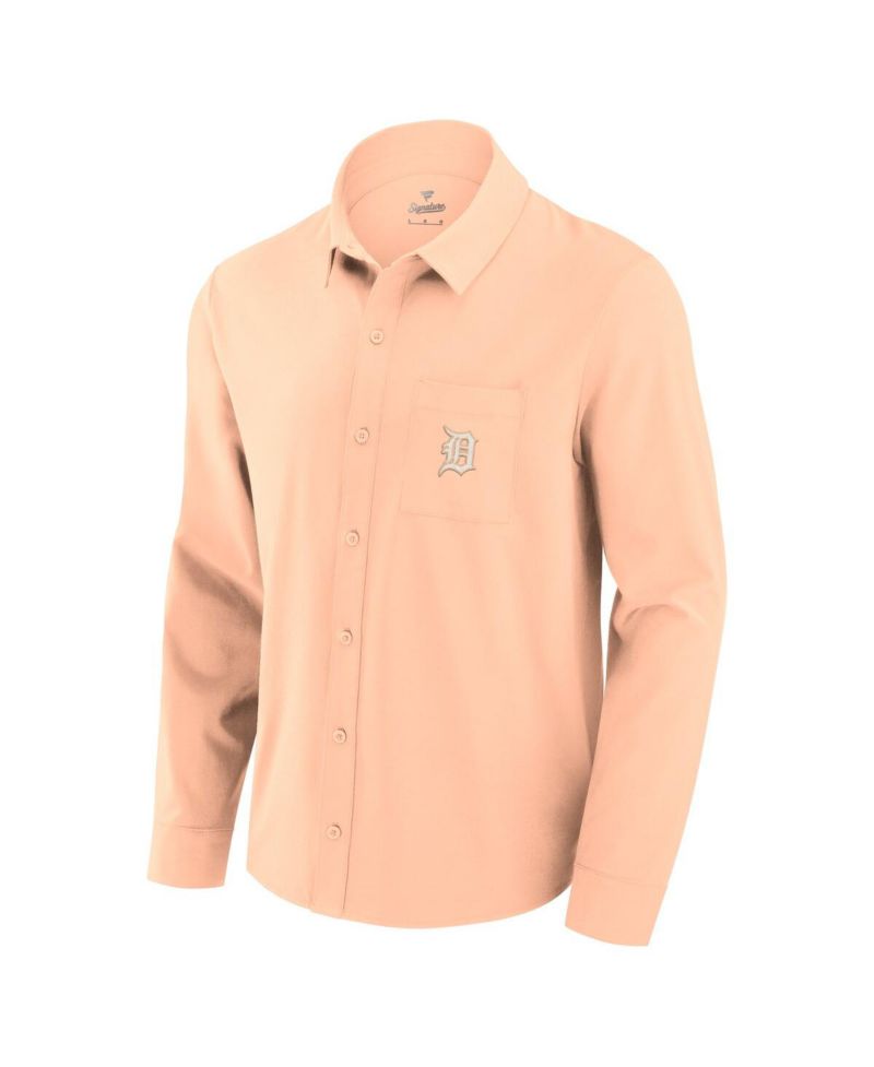 Men's Light Pink Detroit Tigers Front Office Long Sleeve Button-Up Shirt