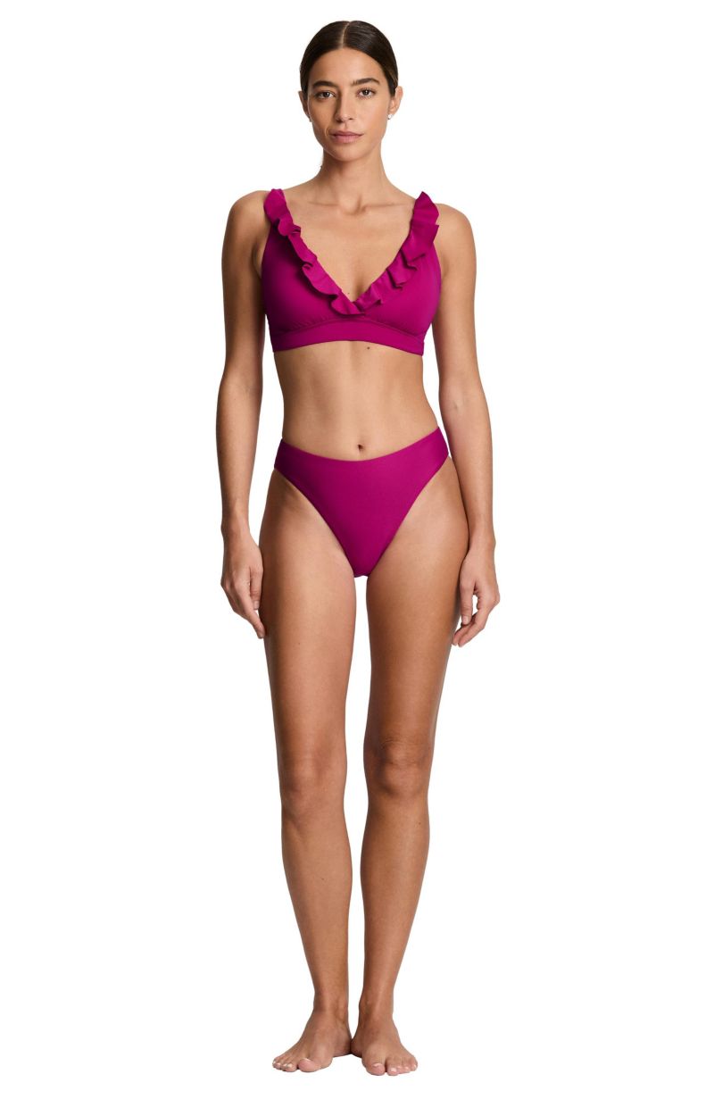 Women's Plumeria Ruffle Underwire Bralette Swimsuit Top