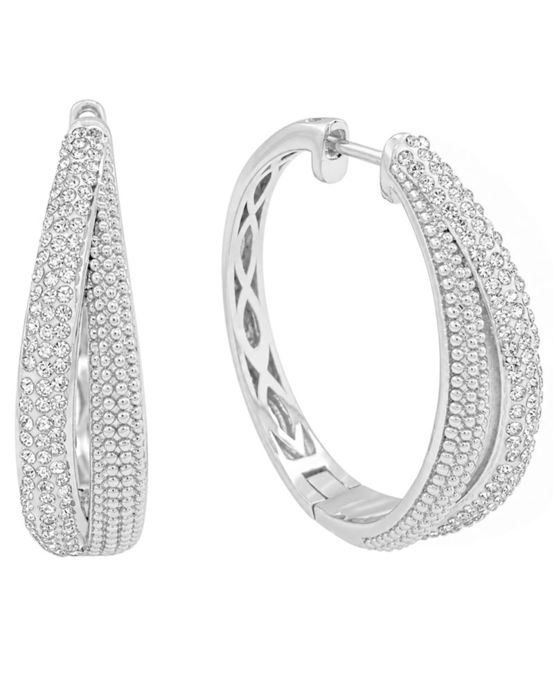 Crystal Split Texture Hoop Earrings