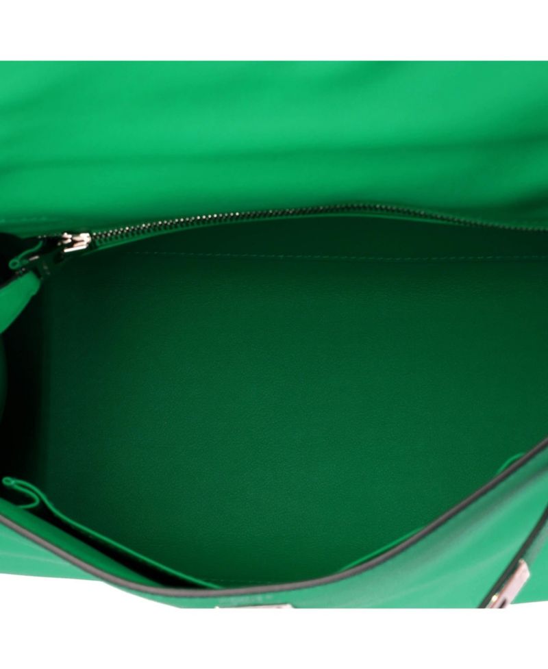 Pre-Owned HERMES Pre-Owned Hermes Kelly 25 Handbag Green Swift with Palladium Hardware