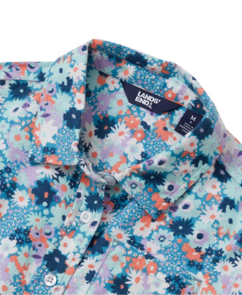 Girls Long Sleeve Flannel Printed Shirt
