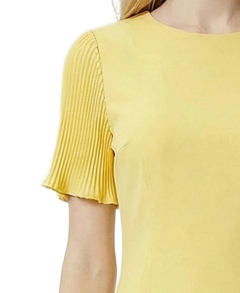 Women's Pliss&eacute; Pleated Short-Sleeve Dress
