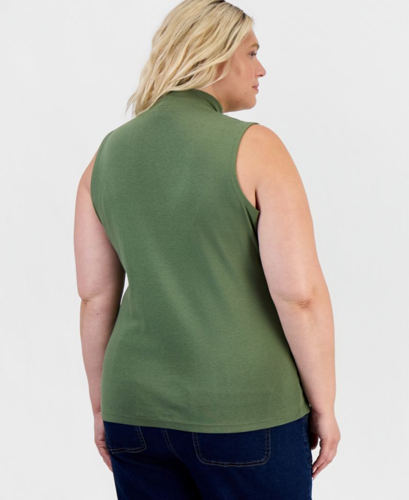 Petite Mock Neck Cotton Tank