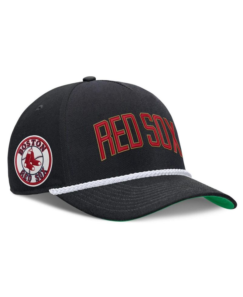 Men's Black Boston Red Sox Cooperstown Collection Rise Adjustable Hat