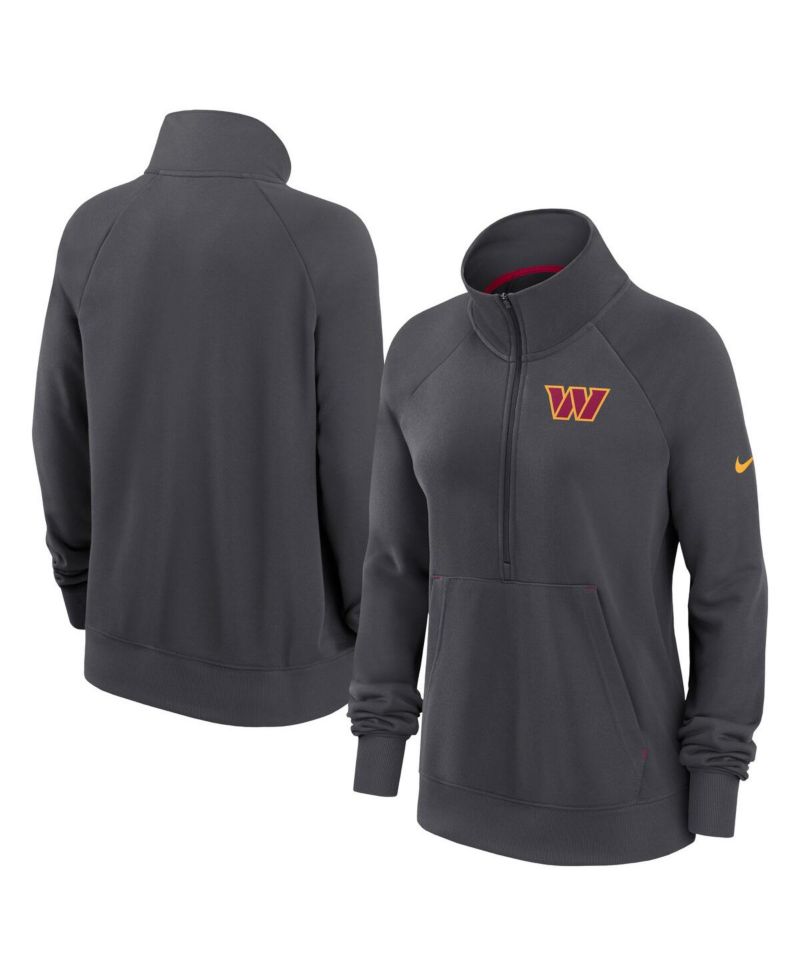 Women's Charcoal Washington Commanders Premium Raglan Performance Half-Zip Sweatshirt