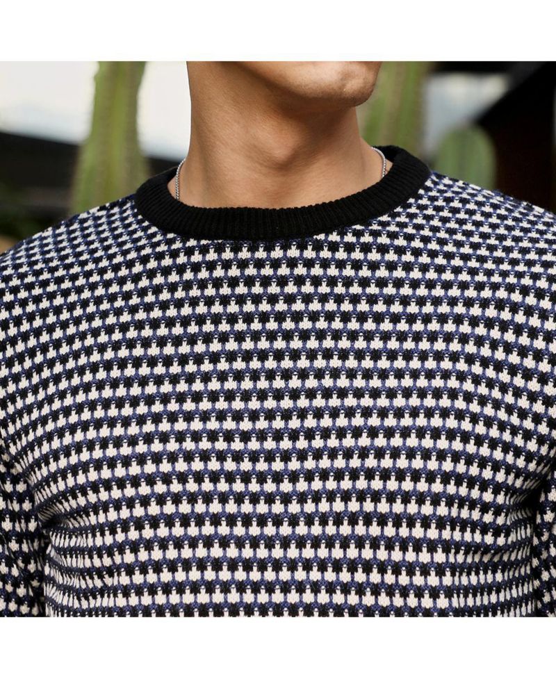 Men's Contrast-Jacquard Knit Pullover Sweater
