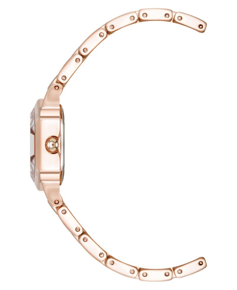 Women's Quartz Petite Hexagonal Rose Gold-Tone Alloy Metal Bracelet Watch, 21mm