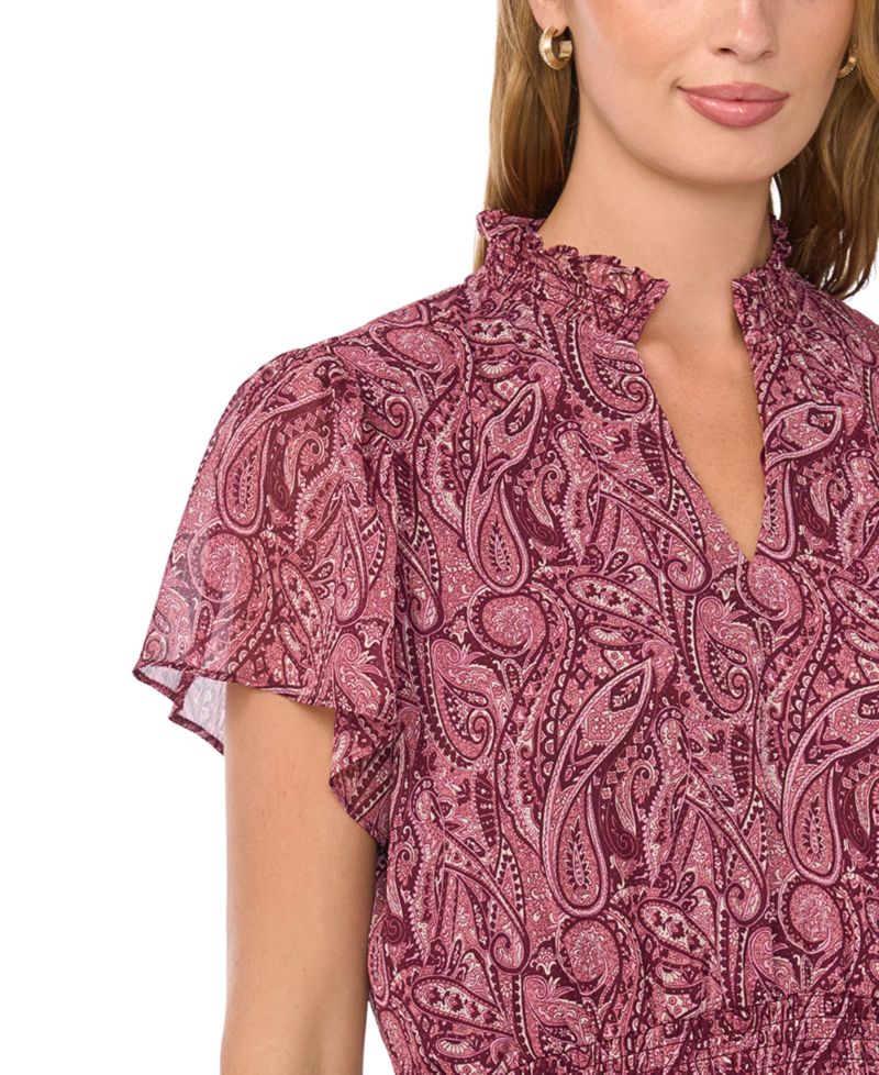 Women's Short-Sleeve Ruffle Tiered Maxi Dress