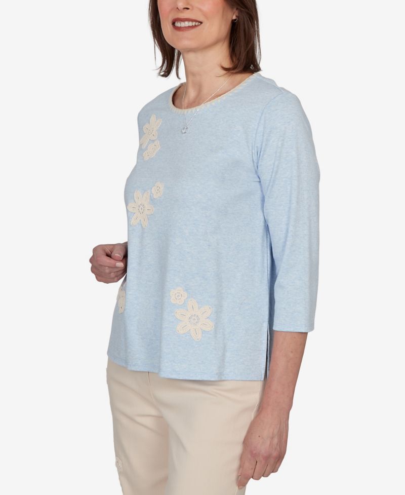 Women's Camden Market Floral Stitches Heathered Knit Top