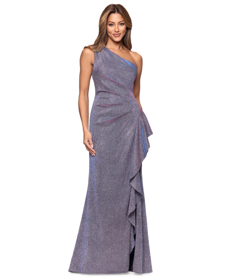 Women's One-Shoulder Glitter Long Dress