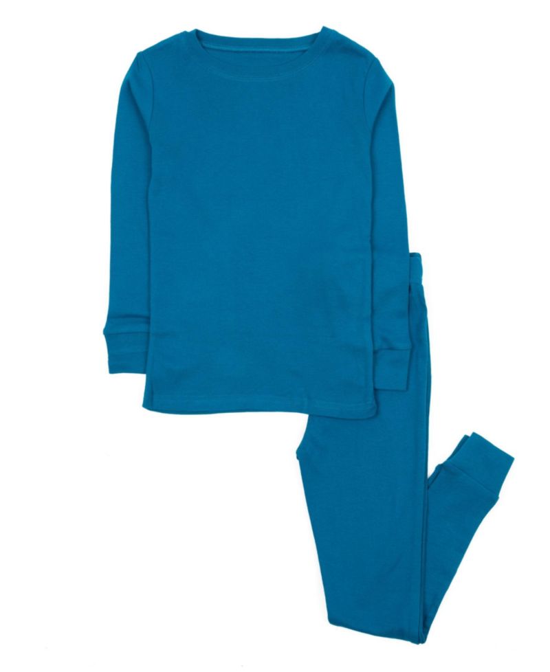 Kids Matching Family Two Piece Cotton Long Sleeve Solid Color Pajamas 6-14