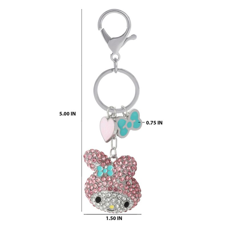 Sanrio My Melody Crystal Keychain with Heart & Bow Charms