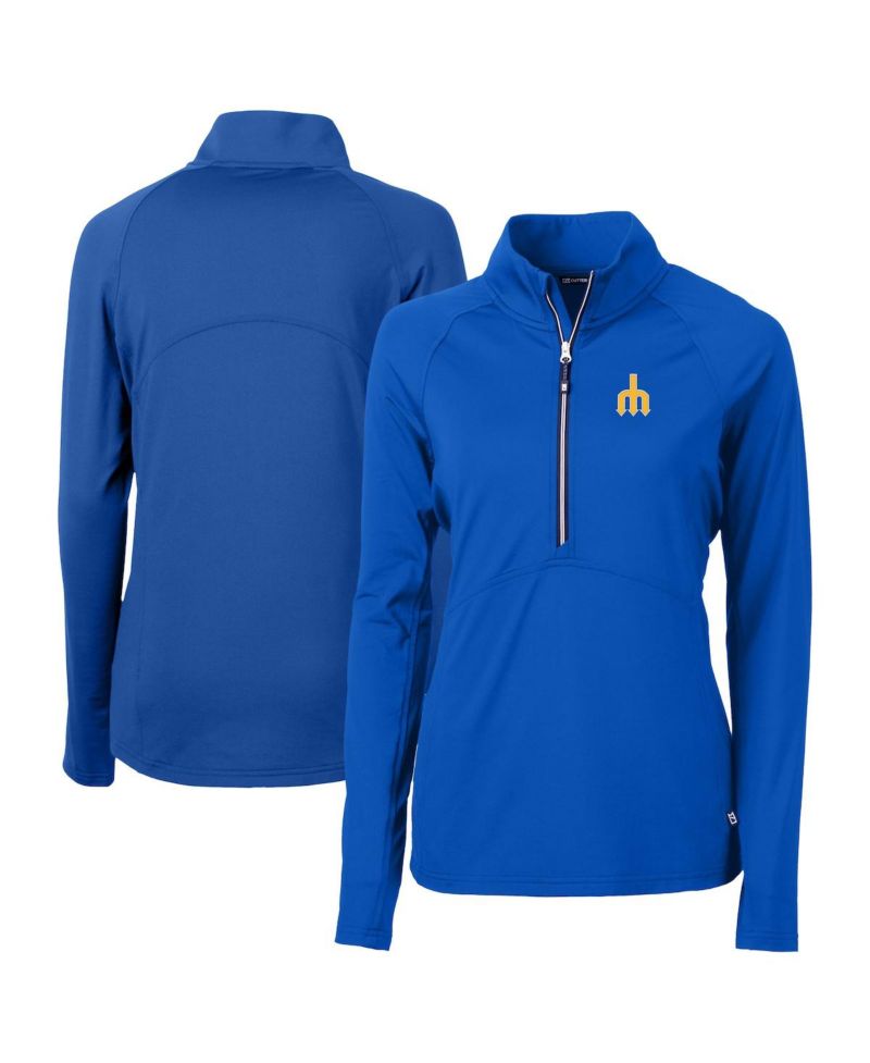 Women's Royal Seattle Mariners Dry Tec Adapt Eco Knit Stretch Raglan Half-Zip Top