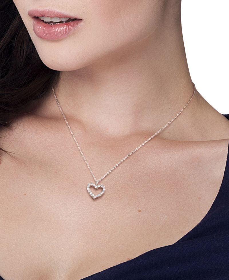 Lab-Grown Moissanite Heart 18" Pendant Necklace (5/8 ct. t.w.) in Sterling Silver