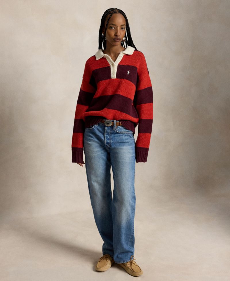 Women's Striped Wool-Blend Rugby Sweater