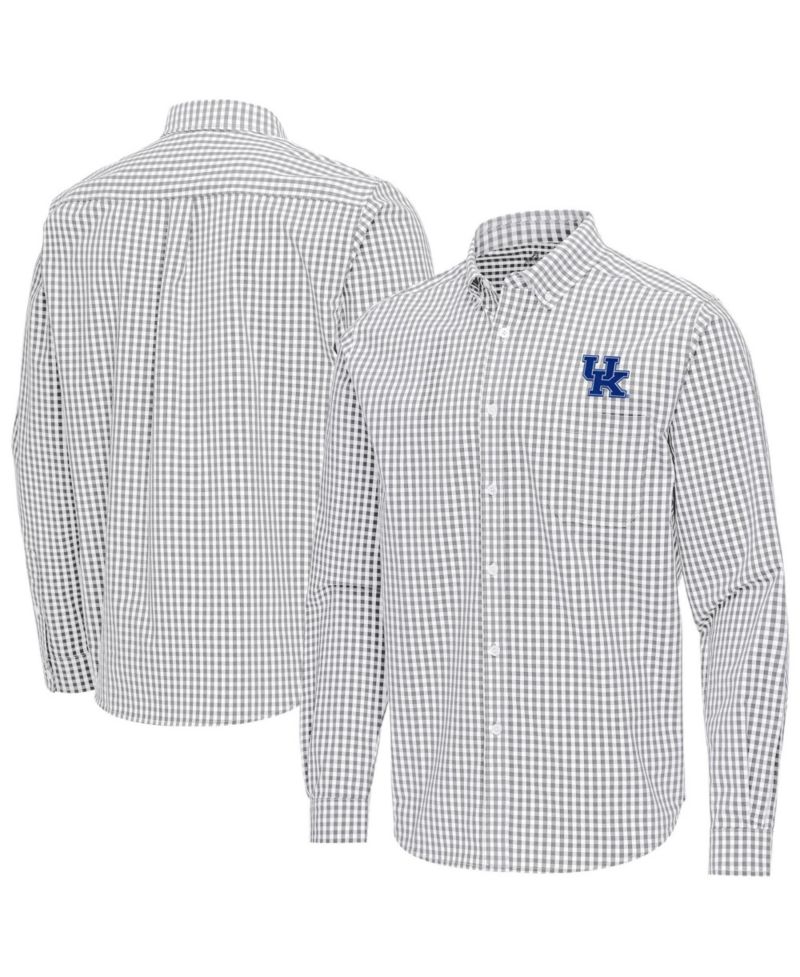 Men's Gray Kentucky Wildcats Ellis Woven Tri-Blend Long Sleeve Button-Down Shirt