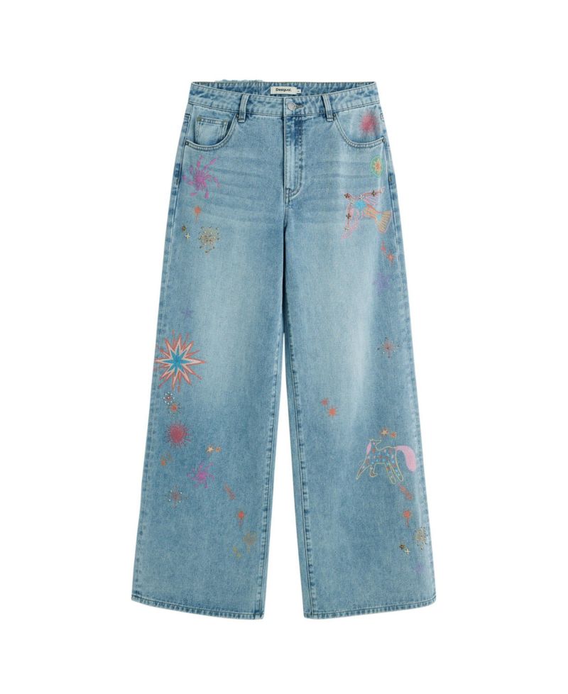 Women's Printed Denim Trousers