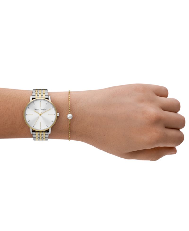 Women's Three Hand Two-Tone Stainless Steel Watch 36mm and Bracelet Set