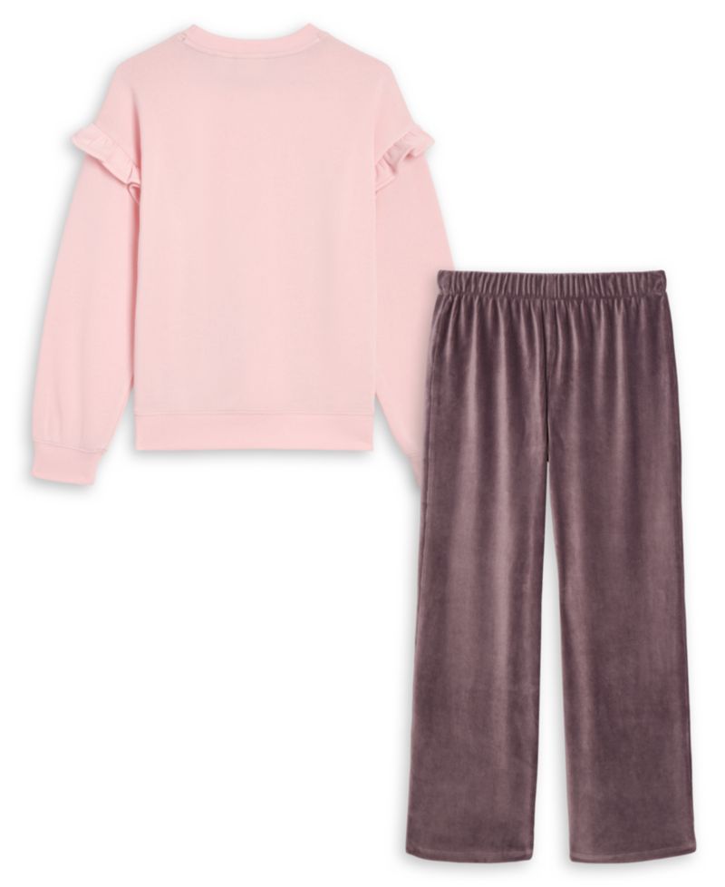 Girls' 4-6X Ruffle-Trim Sweatshirt and Wide-Leg Pants, 2-Piece Set