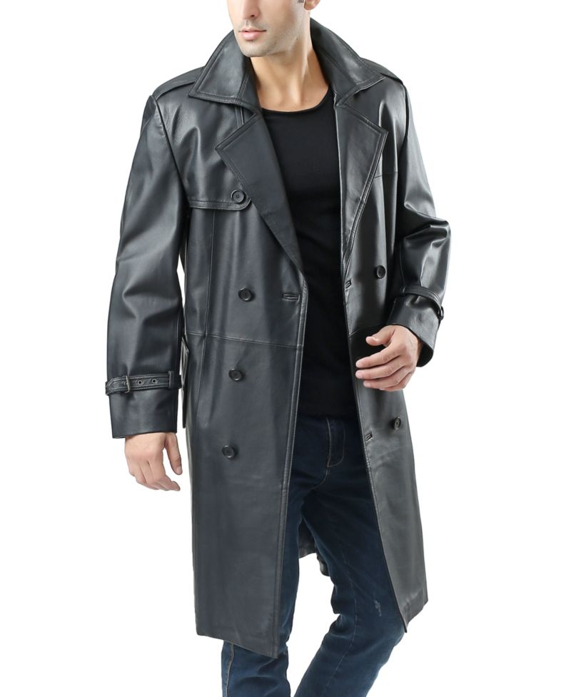 Men's Men Xander Classic Leather Long Trench Coat