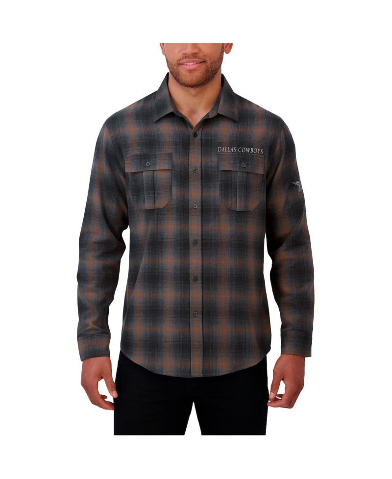 Men's Charcoal Dallas Cowboys Classic Flannel Long Sleeve Button-Up Shirt